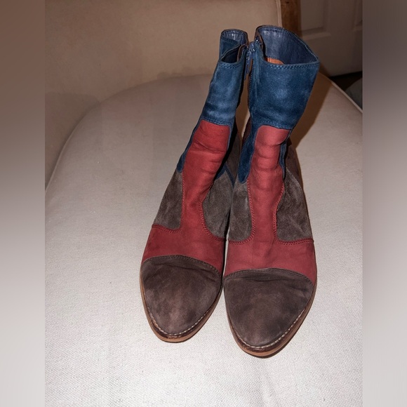 Patchwork Suede Jeffrey Campbell Booties wood effect block heel - Picture 4 of 4